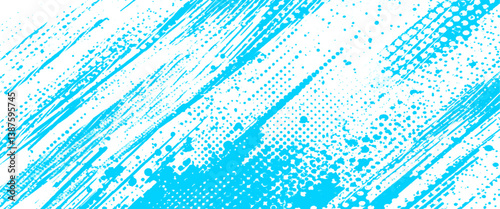 Obraz na płótnie Vector blue style painted grunge texture background design with halftone dots pattern texture w salonie