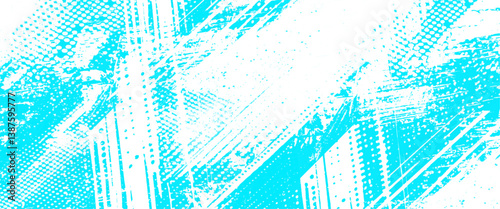 Obraz na płótnie Vector blue style painted grunge texture background design with halftone dots pattern texture w salonie