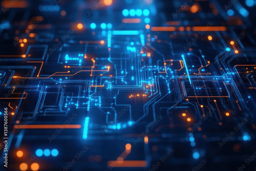 custom made wallpaper toronto digitalAbstract digital circuit board with glowing lines and nodes