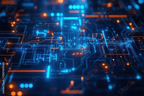 Wallpaper Mural Abstract digital circuit board with glowing lines and nodes Torontodigital.ca