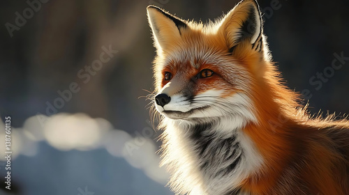 Lifelike portrait of red fox with striking fur and expressive eyes in natural setting