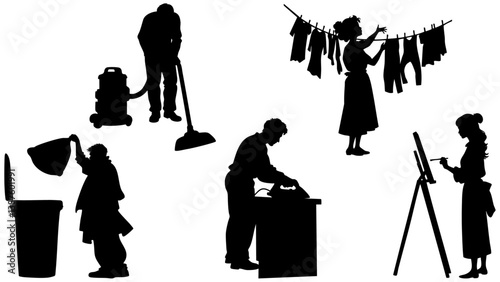 Stylish silhouettes set of daily life