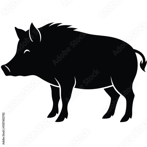 Pig vector silhouette single collection