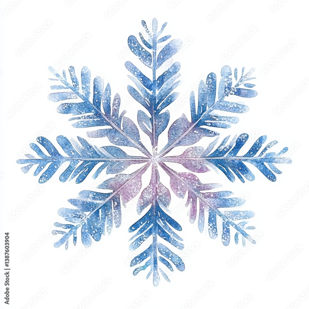 Watercolor Snowflake Blue and Purple Winter Design, Digital Painting, Holiday Art snowflake, winter Watercolor Snowflake Blue and Purple Winter Design, Digital Painting, Holiday Art snowflake, winter