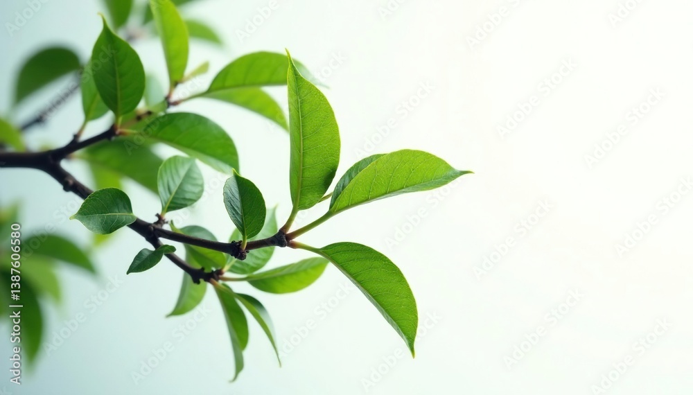 Dark isolated branches on white background with soft lightening effect, greenery, twig Dark isolated branches on white background with soft lightening effect, greenery, twig