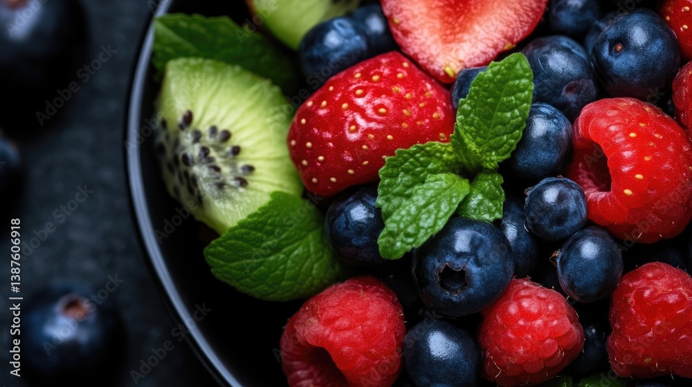 Obraz premium Colorful fruit salad in a bowl