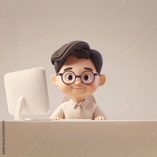 office worker 3d illustration
