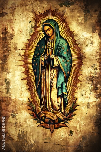 Religious Image of Virgin Mary, Ancient Style