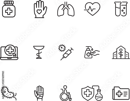 set of icons for healthcare and hospital