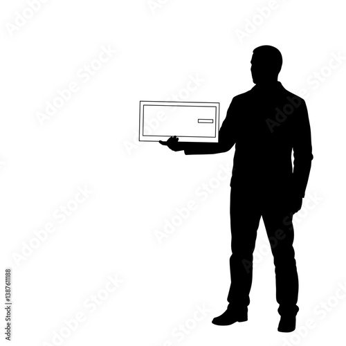 Man holding empty check symbolizing financial insecurity