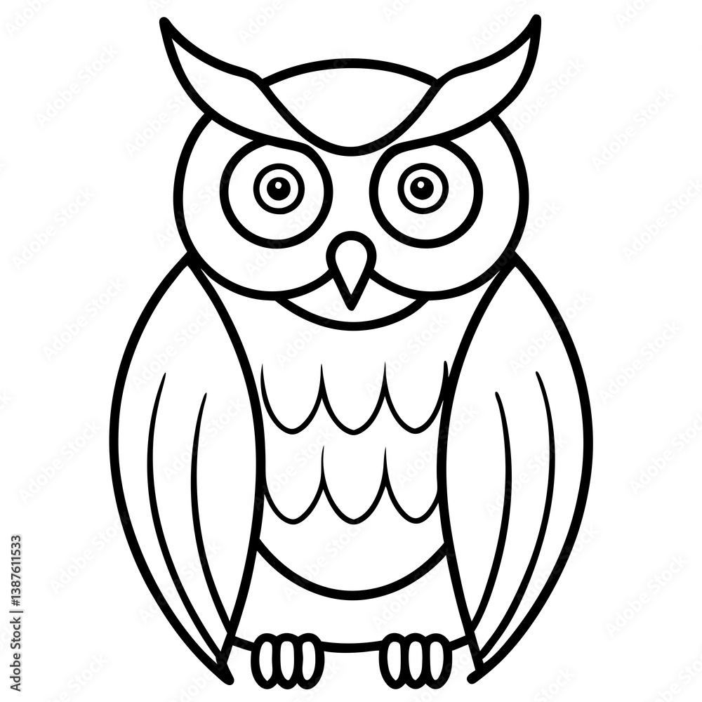 Fototapeta premium Clean and Modern Owl Line Drawing