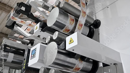 flexo printing machine for material in a tube