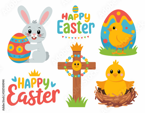 Easter poster, Easter banner, banner, Easter clipart, happy Easter, Easter 2025, 2025, Easter celebration, easter sublimation, easter card, easter, bunny, rabbit, egg, card, spring, cartoon, holiday, 