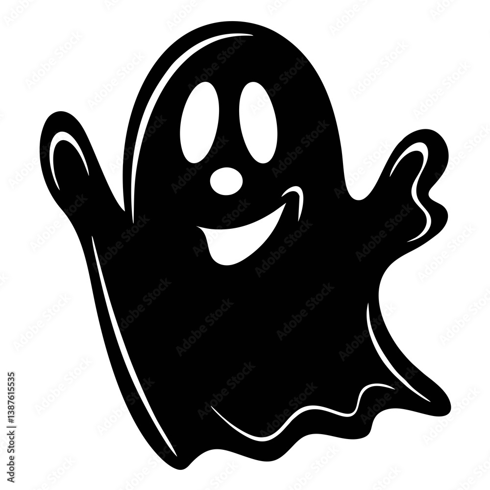 Obraz premium black and white svg vector, Halloween ghost icon
