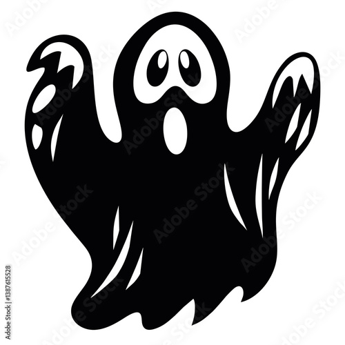 black and white svg vector, Halloween ghost icon