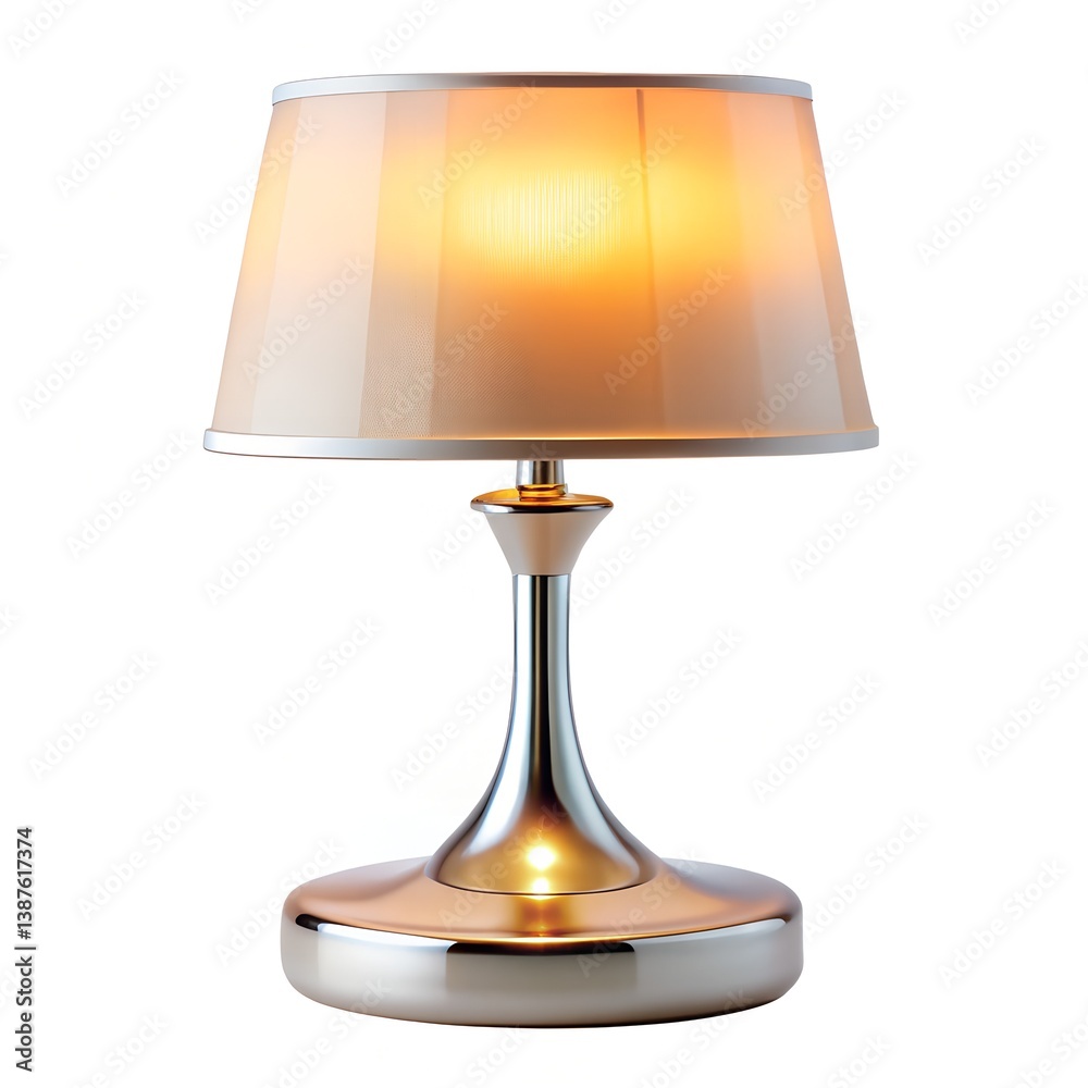 Fototapeta premium modern table lamp with glowing light white background.