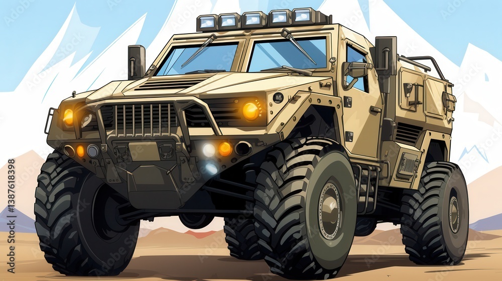 A powerful low poly Baja race truck design, showcasing its rugged off-road capabilities and high-speed performance in a dramatic mountain landscape setting, ready for extreme A powerful low poly Baja race truck design, showcasing its rugged off-road capabilities and high-speed performance in a dramatic mountain landscape setting, ready for extreme