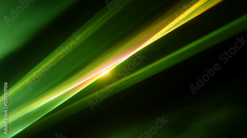 Abstract green and yellow light streaks on a dark background creating a dynamic and modern design