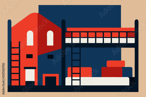 red and white house