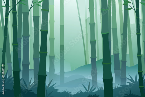 Obraz na płótnie bamboo forest in the morning w salonie