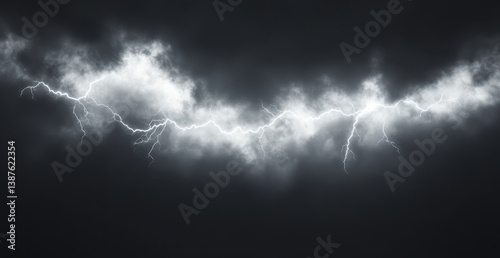 Obraz na płótnie Dark sky illuminated by bright lightning during a thunderstorm w salonie