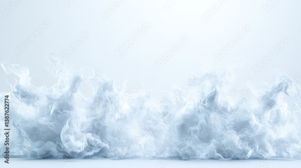 Fototapeta premium White Fibers Minimalist Style High-resolution Soft Lighting Landscape Wide Shot Textured Appearance Abstract Cloud Background Cool Serene Tones Ideal for Product Packaging