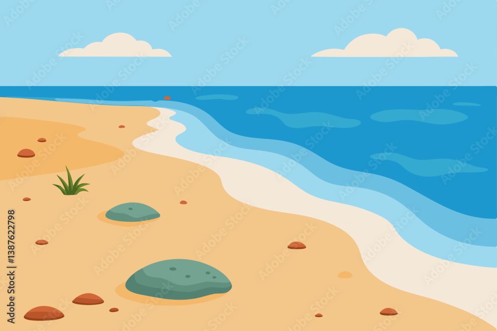 summer beach with sea shells