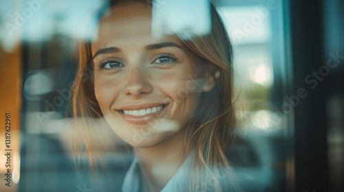 A happy businesswoman and her female colleague engage in a productive discussion in the office highlighting their leadership and teamwork. AI generative photo