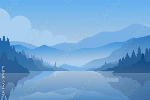 mountain landscape with fog