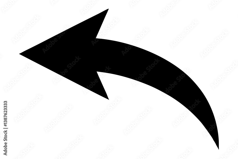 Download arrow icon pointing left with curved tail shape Download arrow icon pointing left with curved tail shape