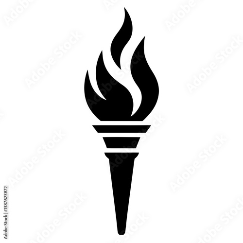 Torch silhouette image of a burning flame for graphic design.