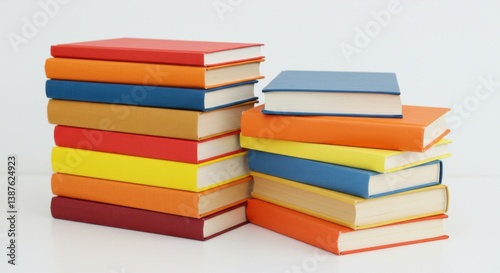 Wallpaper Mural Stacks of Colorful Books on White Surface Study and Learning Torontodigital.ca