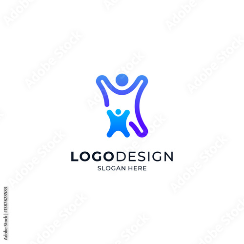 a father and his child for a logo for children's education, orphanages, social services, and childcare