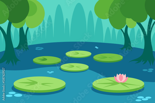 pond with flowers