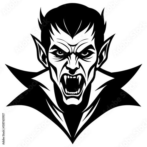 Vampire Face Vector | Printable Halloween Horror Art | Scary Vampire SVG Design