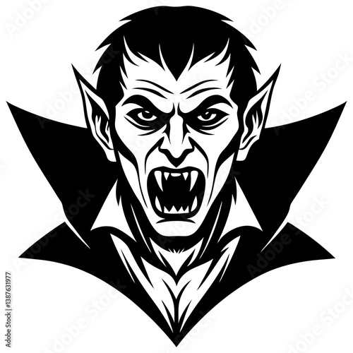 Vampire Face Vector | Printable Halloween Horror Art | Scary Vampire SVG Design