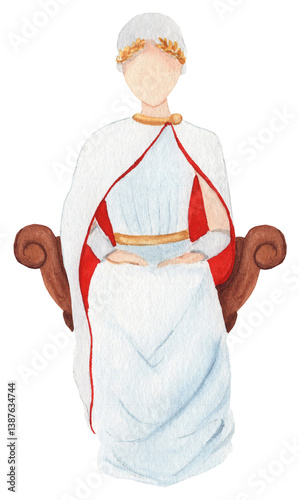 Картината върху платно Minimalist watercolor illustration of Pontius Pilate, the Roman governor who condemned Jesus to death