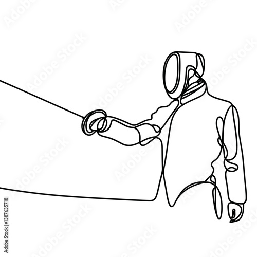 Fencer in Action Holding a Sword on a Transparent Background  