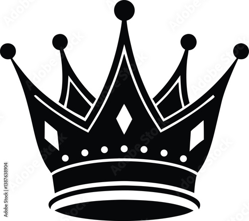 Black Royal Crown Icon – Elegant King Symbol Vector Art