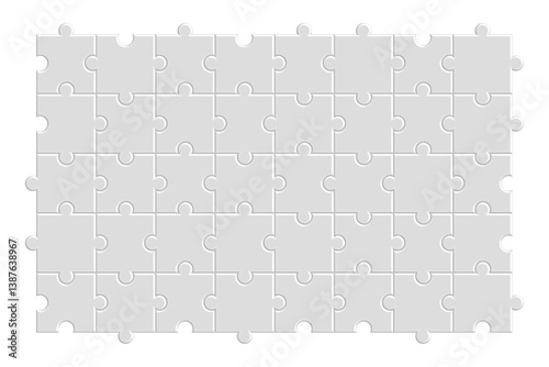 白いジグソーパズルのピースが並んだベクターイラスト