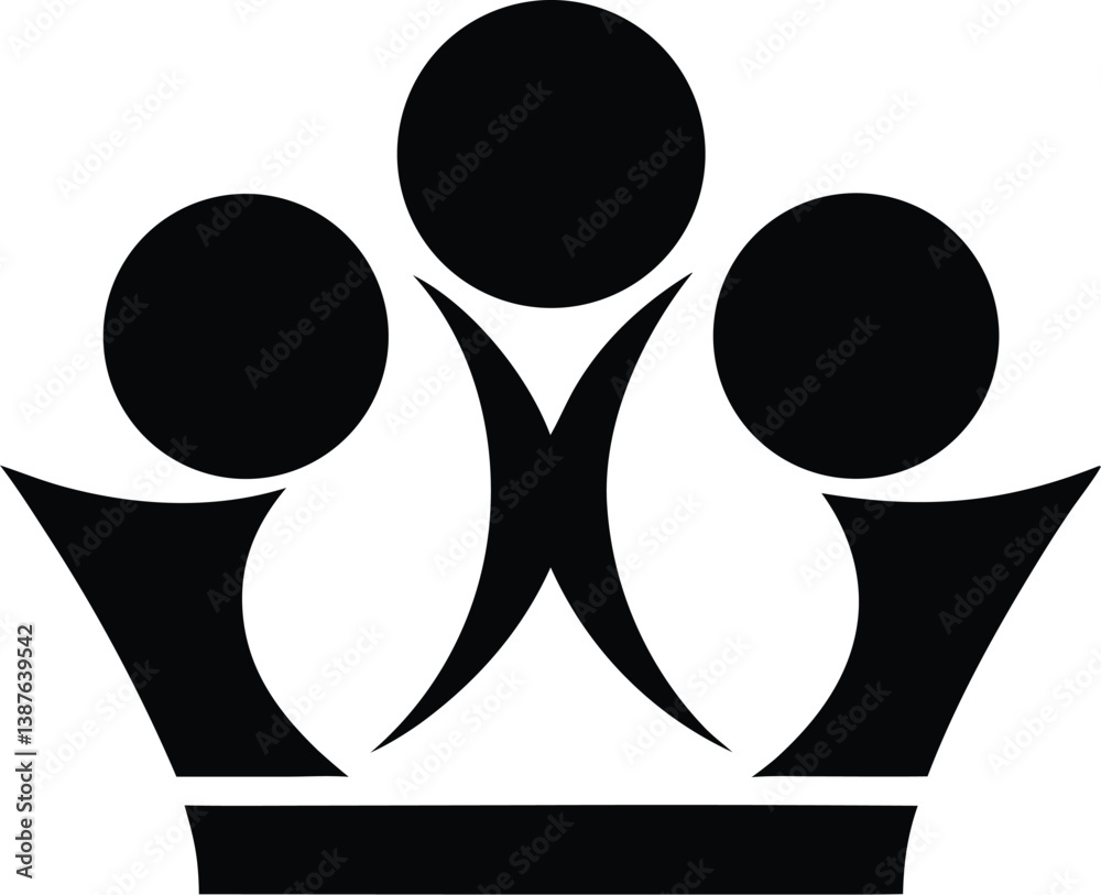 Fototapeta premium Modern Black Crown Logo Icon – Minimal Royal Symbol Vector Design