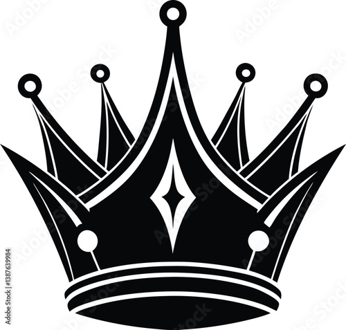 Black Royal Crown Icon – Elegant King Symbol Vector Art