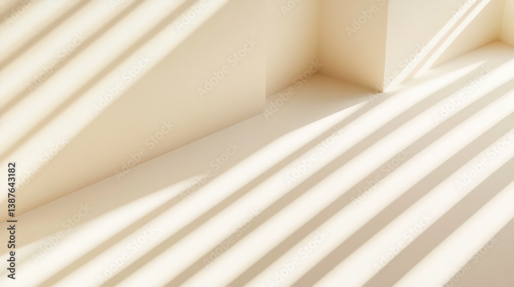 Obraz premium Abstract minimalist interior with geometric light and shadow patterns. Wallpaper