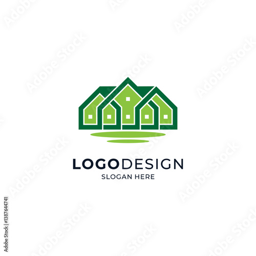 green house and foliage for eco-friendly housing logo