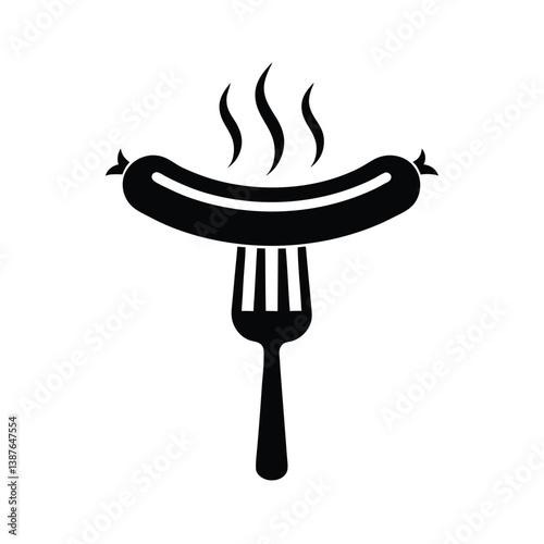 Sausage and fork vector illustration, Sausage Silhouette