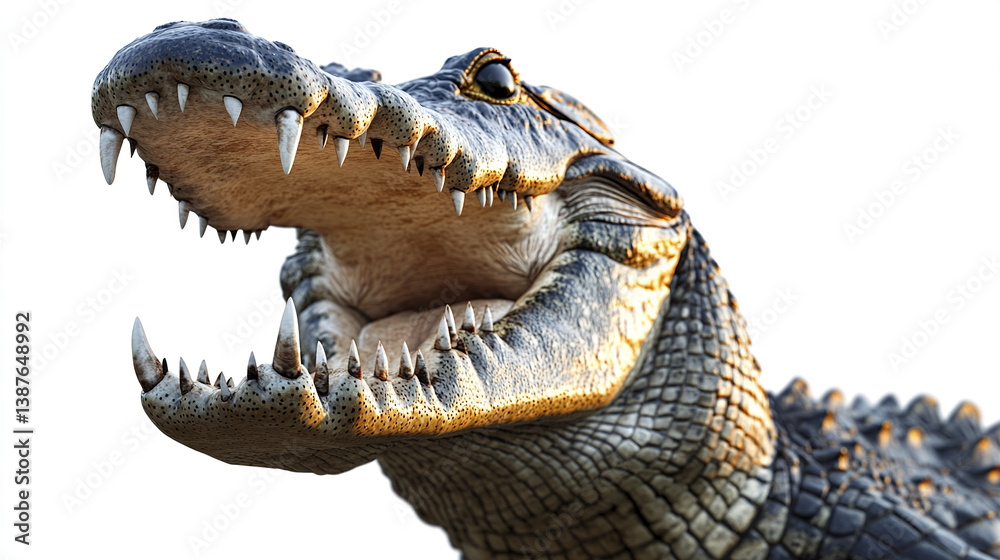 Obraz premium crocodile with its mouth wide open, sharp teeth visible