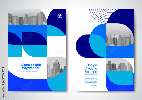 Template vector design for Brochure, AnnualReport, Magazine, Poster, Corporate Presentation, Portfolio, Flyer, infographic, layout modern with blue color size A4, Front and back, Easy to use and edit.