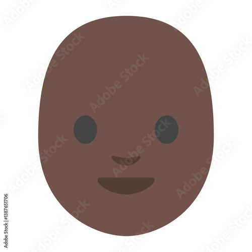 Neutral Face Cartoon Style Clipart Illustration | Minimalistic Dark Brown Face Isolated on White Background