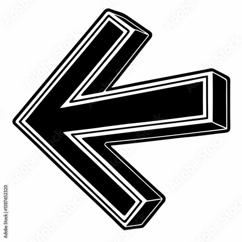 Left Arrow Bold Icon Vector. Graphic Resource. Left Pointing 3D design Arrow Icon.