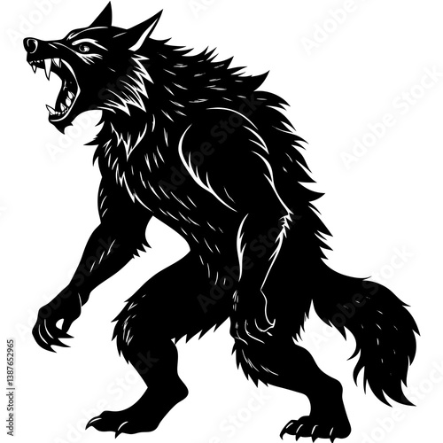 Werewolf Howling Vector Art – Printable Graphic Design File for Digital Download